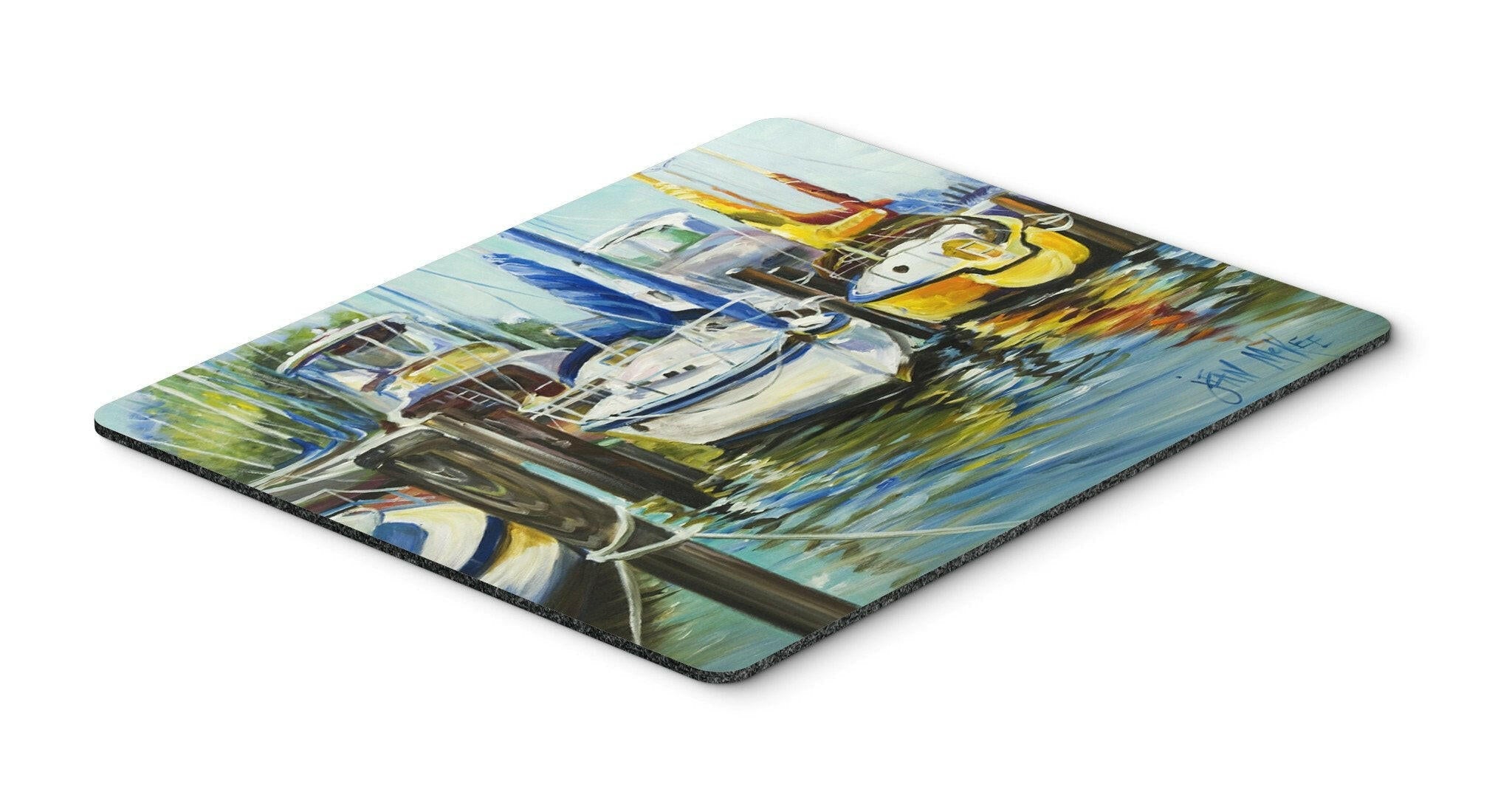 Yellow boat II Sailboat Mouse Pad, Heat Resistant Trivet Hot Pad , Non Slip Rubber Desk Mat, Kitchen Counter Protector, Home Office Decor Gift
