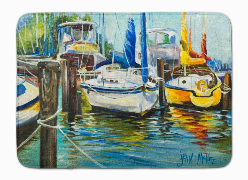Yellow boat II Sailboat Memory Foam Kitchen Mat Machine Washable Anti-Fatigue Cushion Comfort Bath or Kitchen Rug