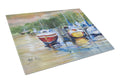 Up the Creek Sailboat Cutting Board Tempered Glass Kitchen Cutting Surface, Heat Resistant Chopping, Non-Slip Feet, Food Prep & Serving