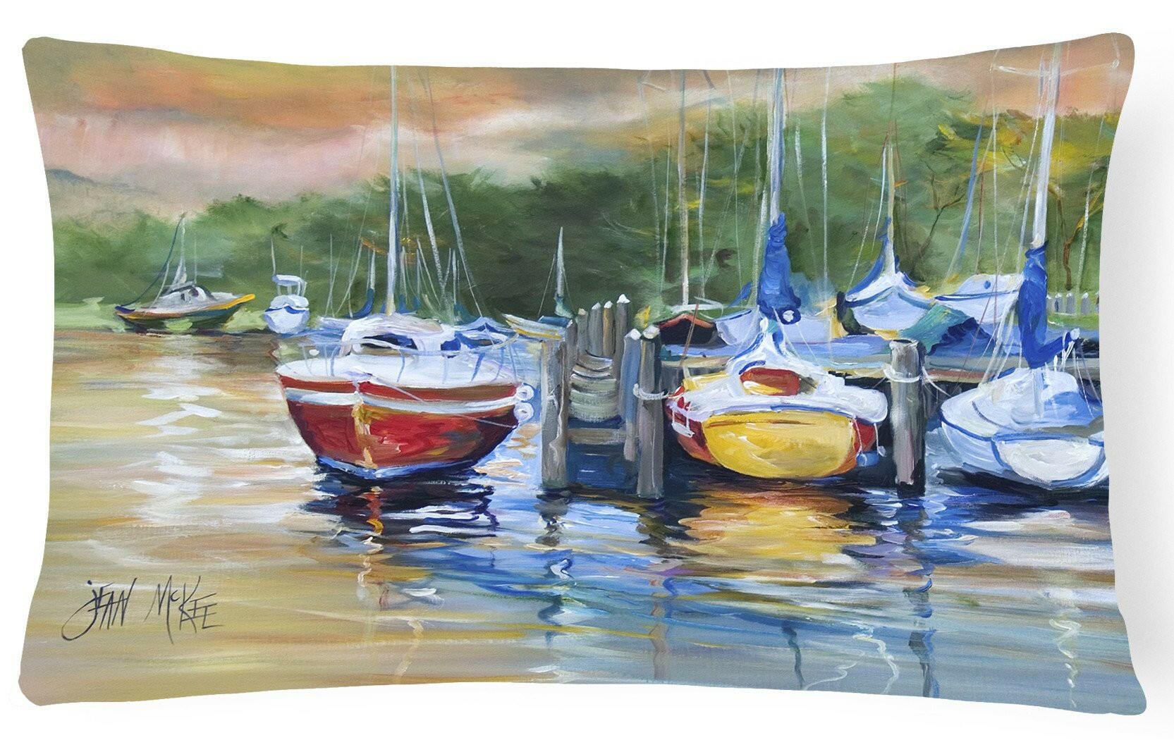 Up the Creek Sailboat Decorative Throw Pillow 12x16 Indoor Outdoor Accent Cushion, Fabric Cover with Insert for Sofa, Bed, Porch & Living Room