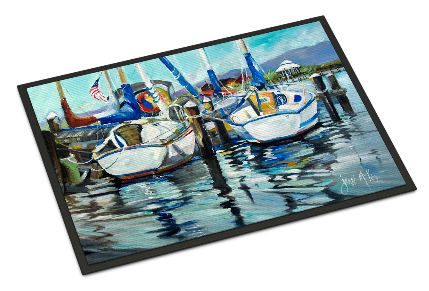 Tourquoise Bay Sailboat Doormat Indoor Outdoor 24H X 36W Front Door Mat Rugs for Entryway, Non Slip Washable Low Pile,