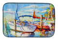 Towering Q Sailboat Dish Drying Mat Absorbent Dish Drying Mat Pad for Kitchen Counter Dish Drainer Mat for Countertop, 14 x 21", Multicolor