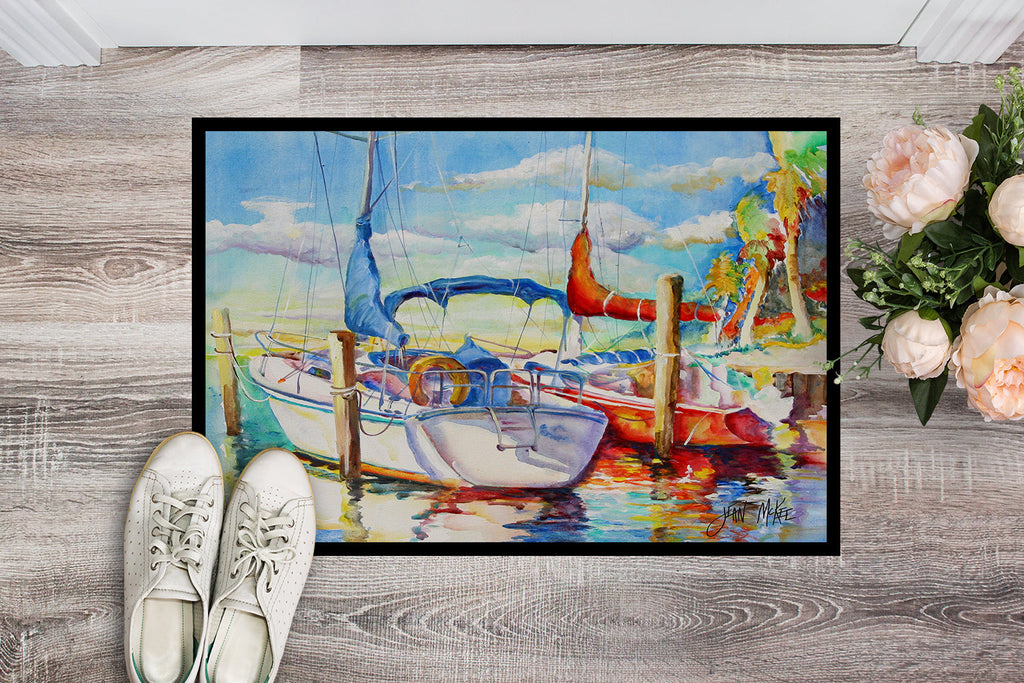 Towering Q Sailboat Doormat Indoor Outdoor 24H X 36W Front Door Mat Rugs for Entryway, Non Slip Washable Low Pile,