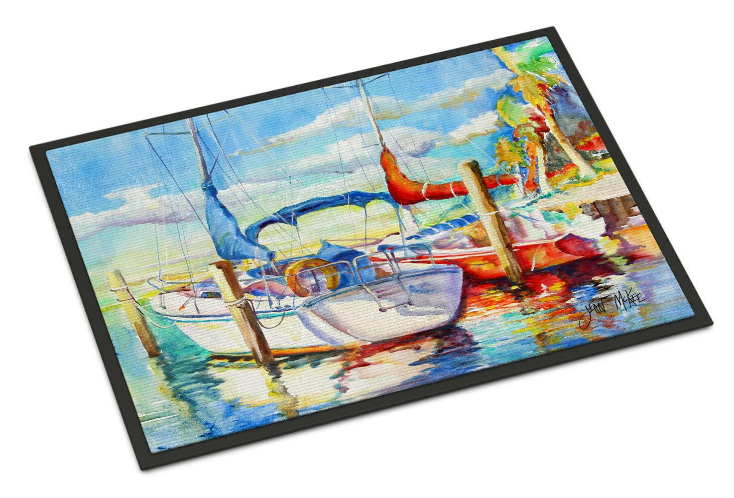 Towering Q Sailboat Doormat Indoor Outdoor 18H X 27W Front Door Mat Rugs for Entryway, Non Slip Washable