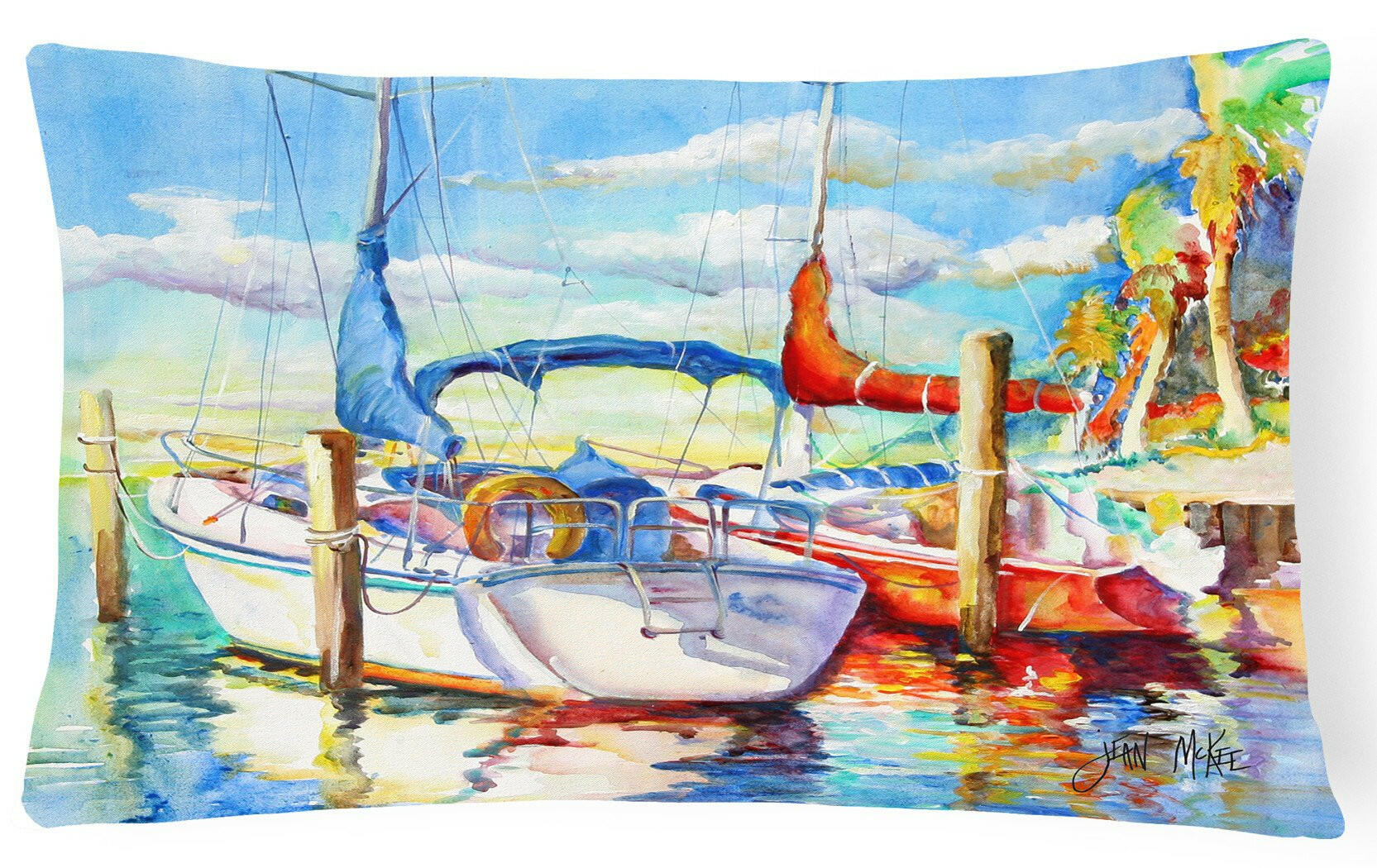 Towering Q Sailboat Decorative Throw Pillow 12x16 Indoor Outdoor Accent Cushion, Fabric Cover with Insert for Sofa, Bed, Porch & Living Room