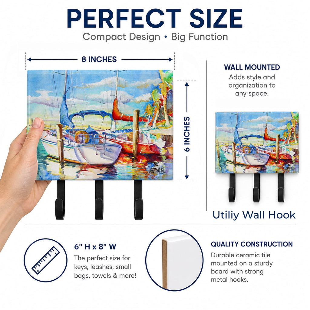 Towering Q Sailboat Leash or Key Holder Wall Hooks, Coat Rack Wall Mount, for Hanging Keys, Towels, Aprons, Leashes