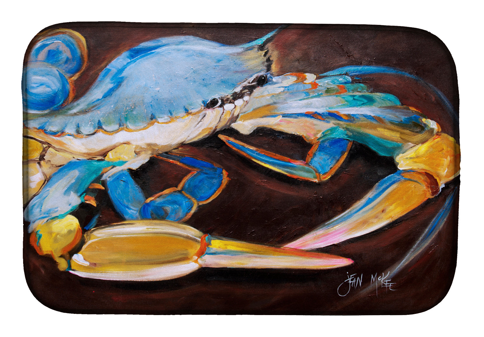 Blue Crab Dish Drying Mat Absorbent Dish Drying Mat Pad for Kitchen Counter Dish Drainer Mat for Countertop, 14 x 21", Multicolor