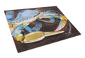 Blue Crab Cutting Board Tempered Glass Kitchen Cutting Surface, Heat Resistant Chopping, Non-Slip Feet, Food Prep & Serving