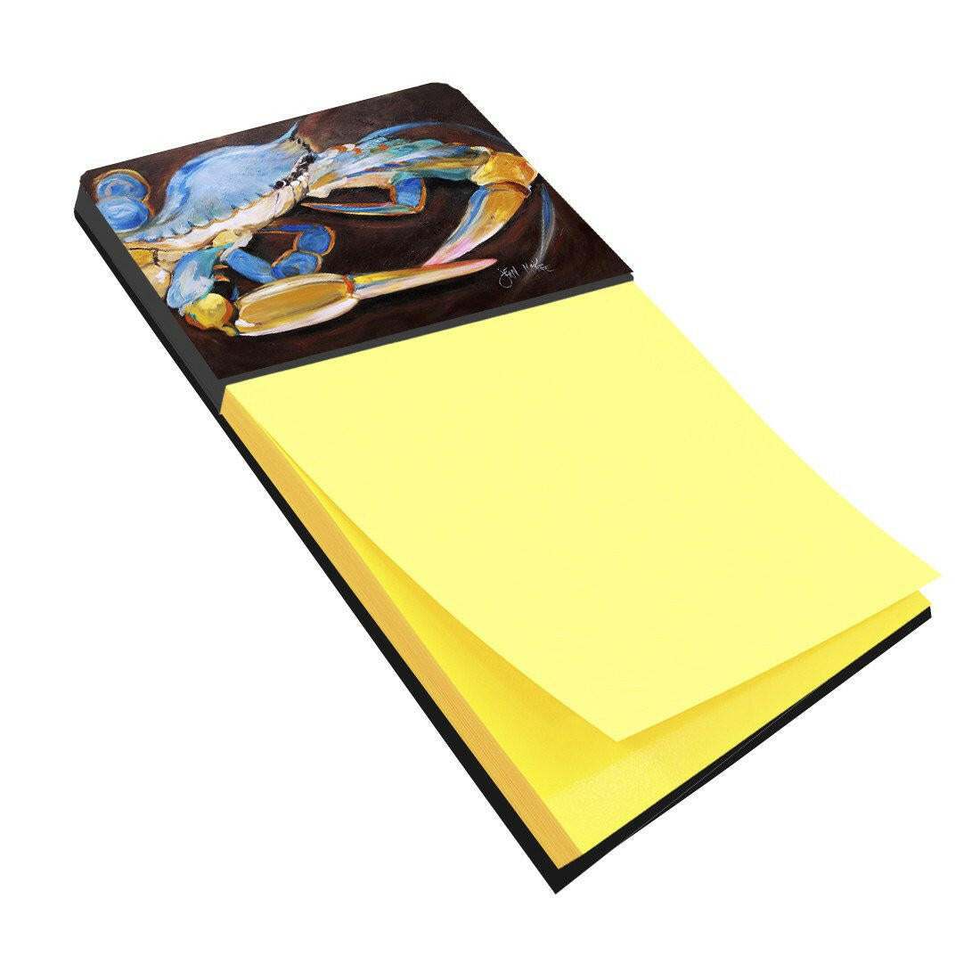 Blue Crab Watercolor Sticky Note Holder Refillable Dispenser Desk Accessory 3x3 Pad Gift