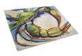 Blue Crab Cutting Board Tempered Glass Kitchen Cutting Surface, Heat Resistant Chopping, Non-Slip Feet, Food Prep & Serving