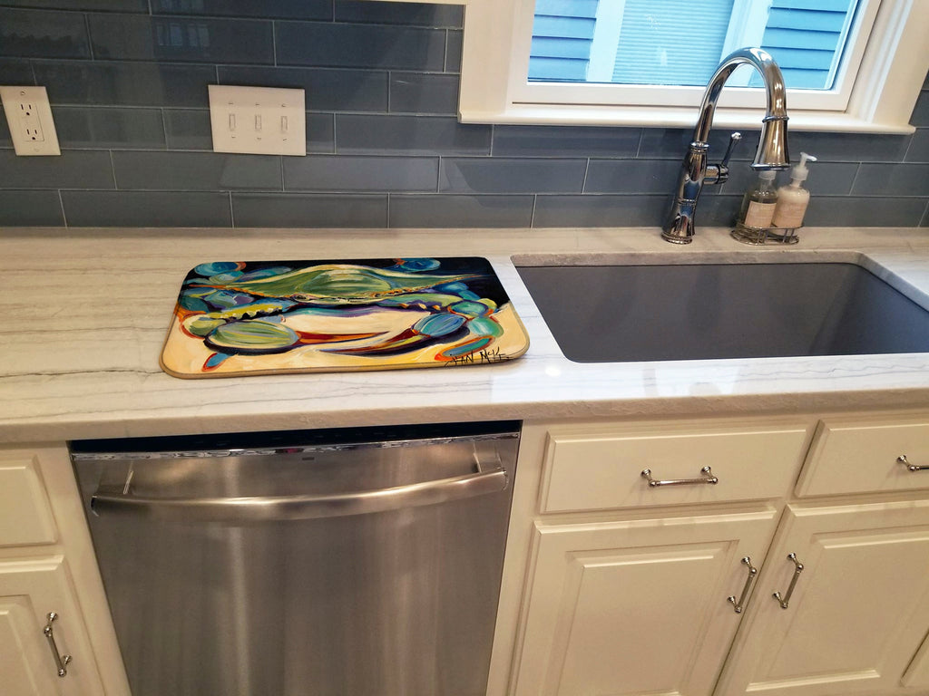 Blue Crab Dish Drying Mat Absorbent Dish Drying Mat Pad for Kitchen Counter Dish Drainer Mat for Countertop, 14 x 21", Multicolor