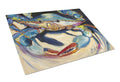 Blue Crab Cutting Board Tempered Glass Kitchen Cutting Surface, Heat Resistant Chopping, Non-Slip Feet, Food Prep & Serving