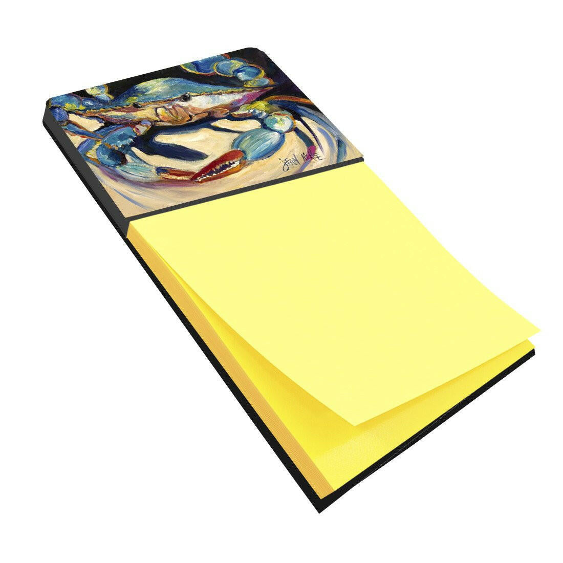 Blue Crab Watercolor Sticky Note Holder Refillable Dispenser Desk Accessory 3x3 Pad Gift