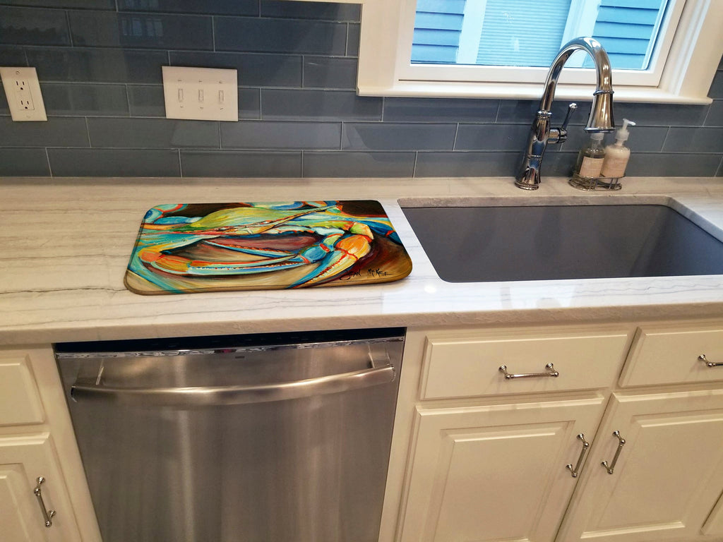Blue Crab Dish Drying Mat Absorbent Dish Drying Mat Pad for Kitchen Counter Dish Drainer Mat for Countertop, 14 x 21", Multicolor
