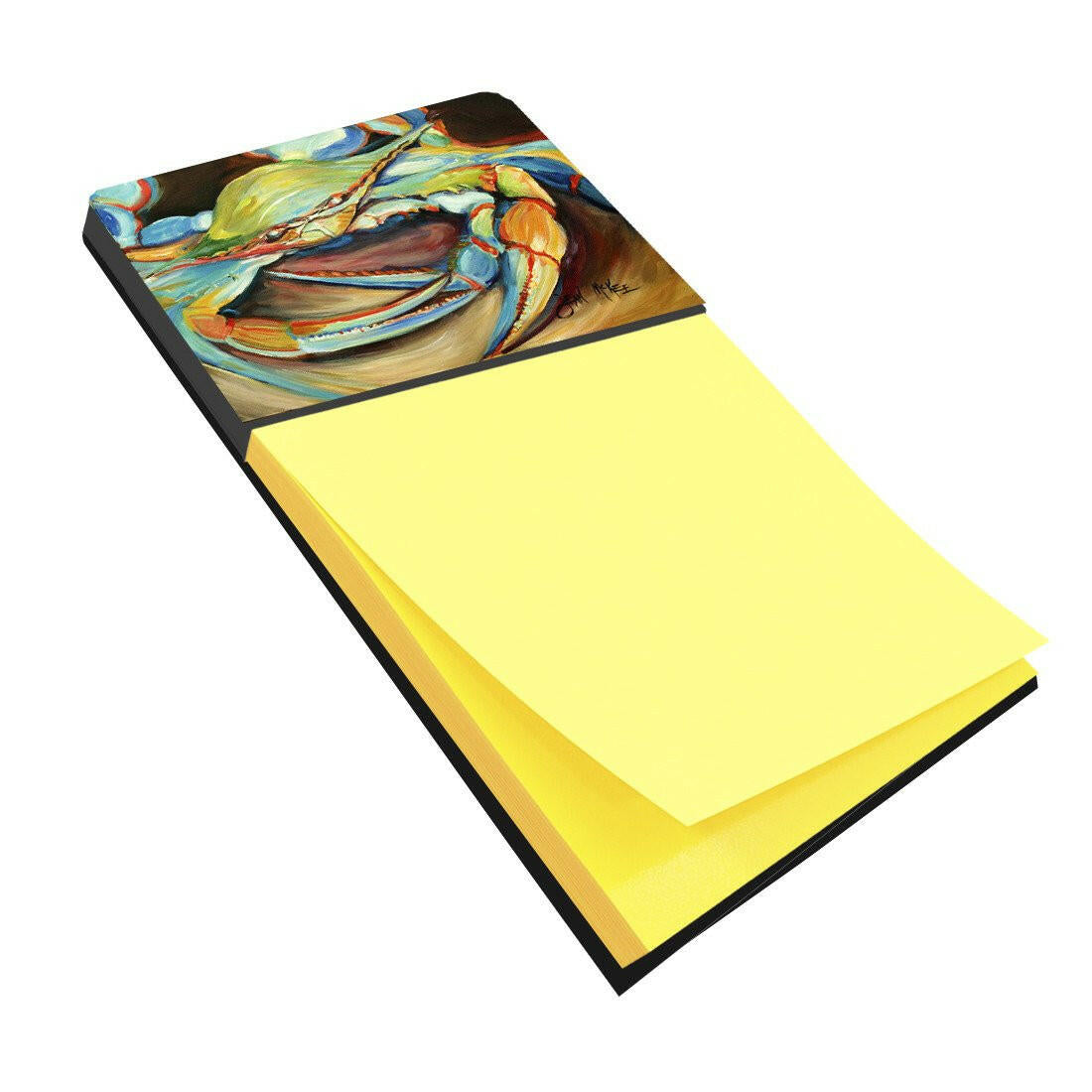 Blue Crab Watercolor Sticky Note Holder Refillable Dispenser Desk Accessory 3x3 Pad Gift