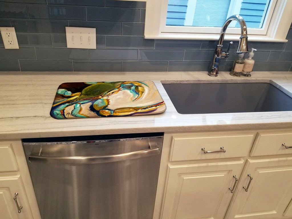 Blue Crab Dish Drying Mat Absorbent Dish Drying Mat Pad for Kitchen Counter Dish Drainer Mat for Countertop, 14 x 21", Multicolor