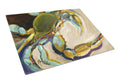 Blue Crab Cutting Board Tempered Glass Kitchen Cutting Surface, Heat Resistant Chopping, Non-Slip Feet, Food Prep & Serving
