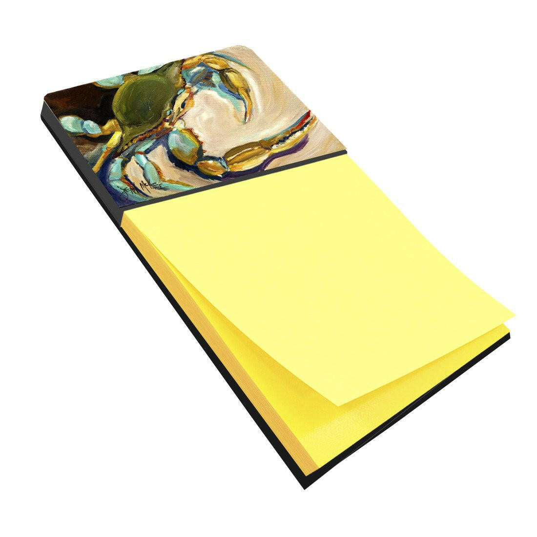 Blue Crab Watercolor Sticky Note Holder Refillable Dispenser Desk Accessory 3x3 Pad Gift