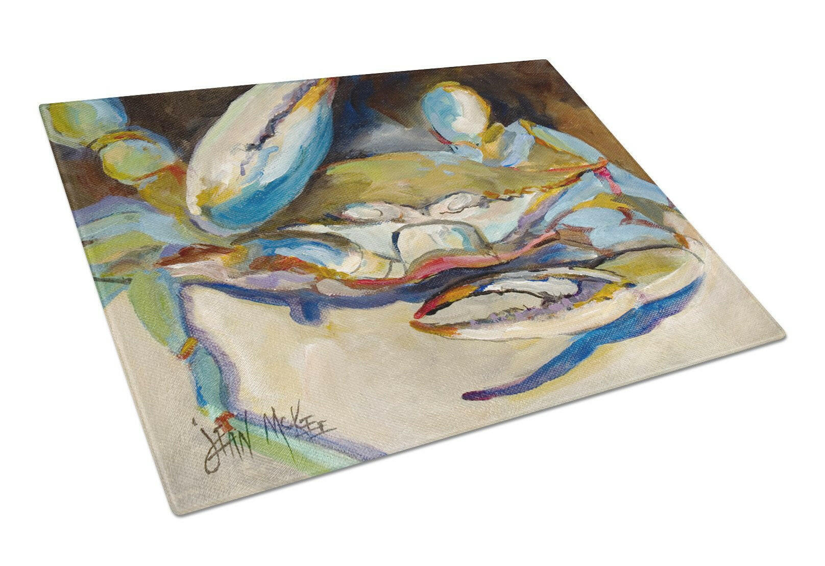 Big Crab Claw Blue Crab Cutting Board Tempered Glass Kitchen Cutting Surface, Heat Resistant Chopping, Non-Slip Feet, Food Prep & Serving