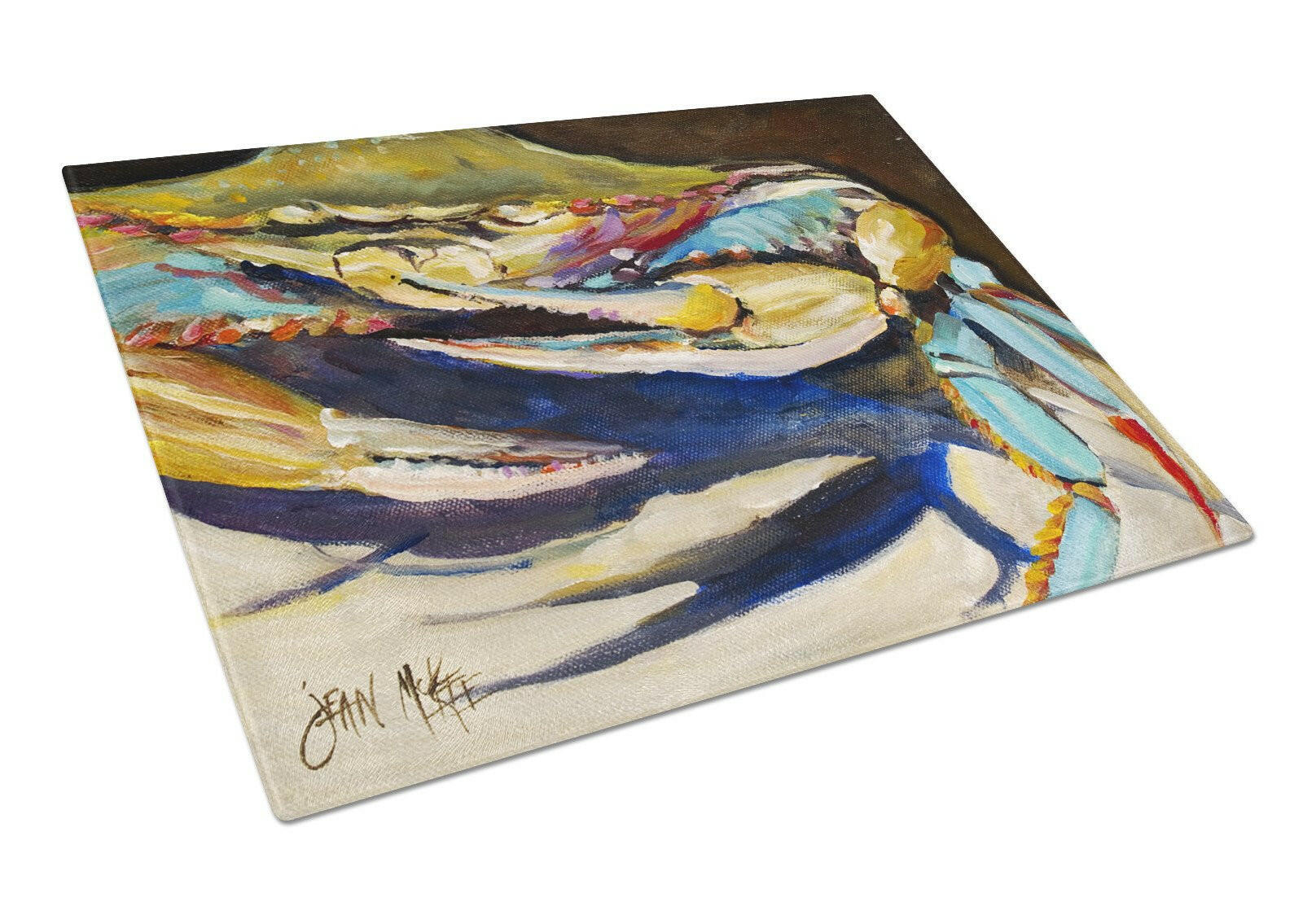 Crab to Crab Blue Crab Cutting Board Tempered Glass Kitchen Cutting Surface, Heat Resistant Chopping, Non-Slip Feet, Food Prep & Serving
