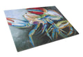 Blue Crab Cutting Board Tempered Glass Kitchen Cutting Surface, Heat Resistant Chopping, Non-Slip Feet, Food Prep & Serving