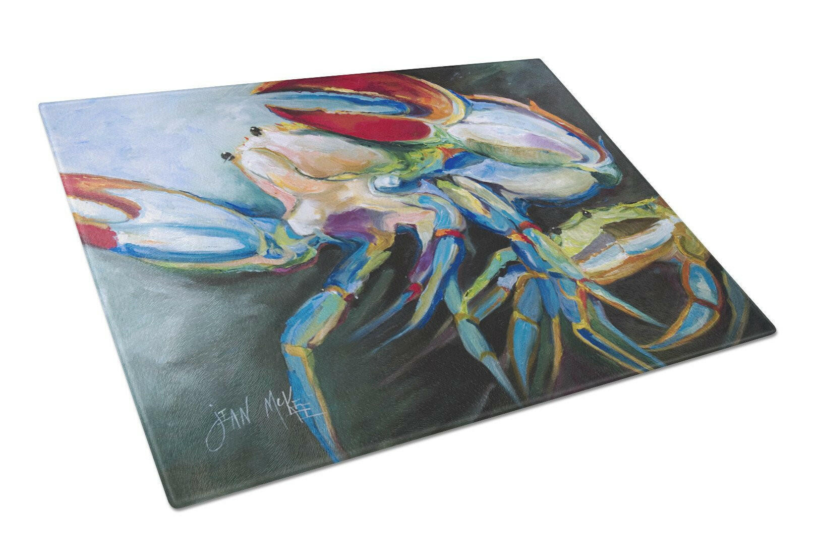 Blue Crab Cutting Board Tempered Glass Kitchen Cutting Surface, Heat Resistant Chopping, Non-Slip Feet, Food Prep & Serving
