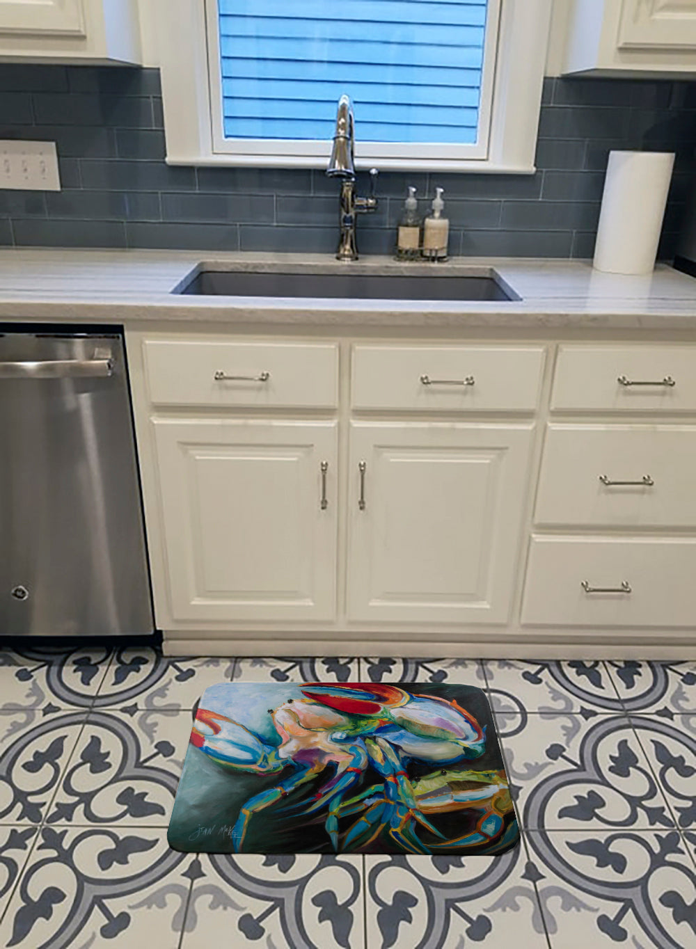 Blue Crab Memory Foam Kitchen Mat Machine Washable Anti-Fatigue Cushion Comfort Bath or Kitchen Rug