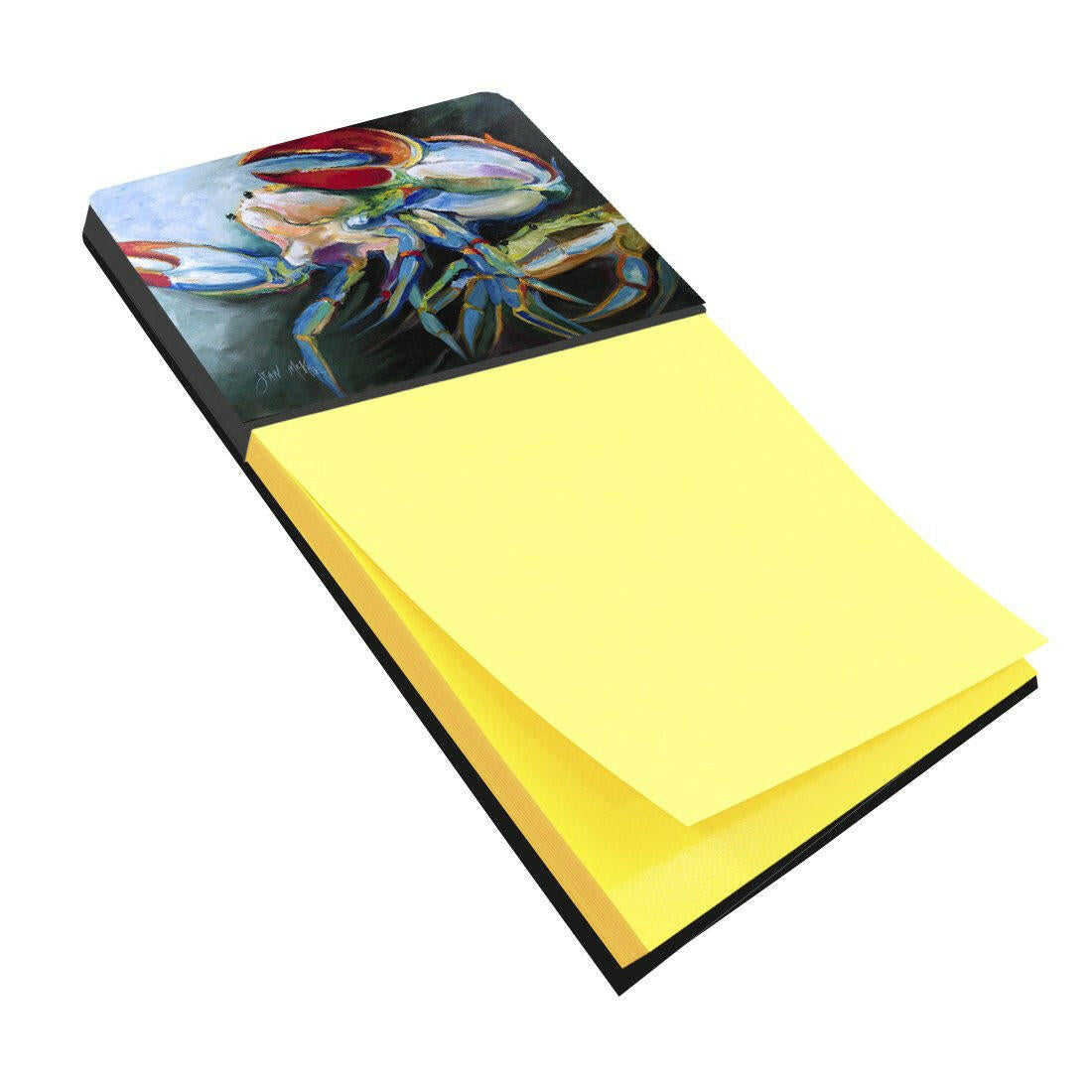 Blue Crab Watercolor Sticky Note Holder Refillable Dispenser Desk Accessory 3x3 Pad Gift