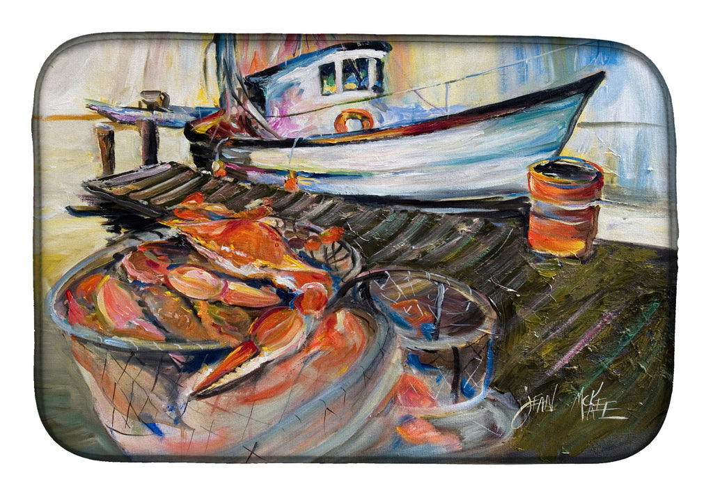 Blue Crab Trap Dish Drying Mat Absorbent Dish Drying Mat Pad for Kitchen Counter Dish Drainer Mat for Countertop, 14 x 21", Multicolor