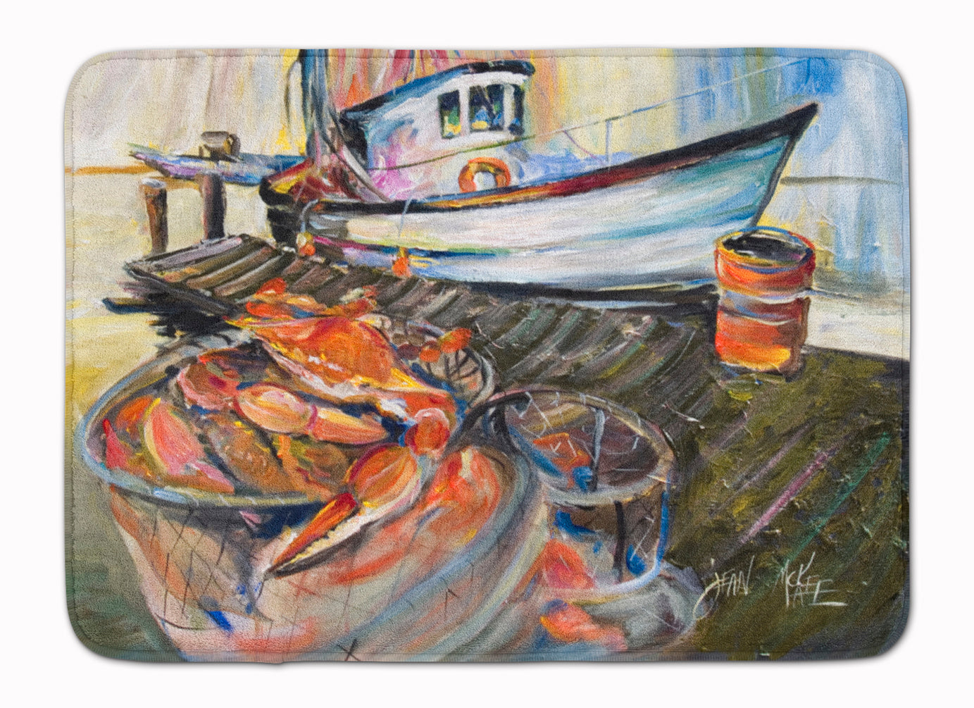 Blue Crab Trap Memory Foam Kitchen Mat Machine Washable Anti-Fatigue Cushion Comfort Bath or Kitchen Rug