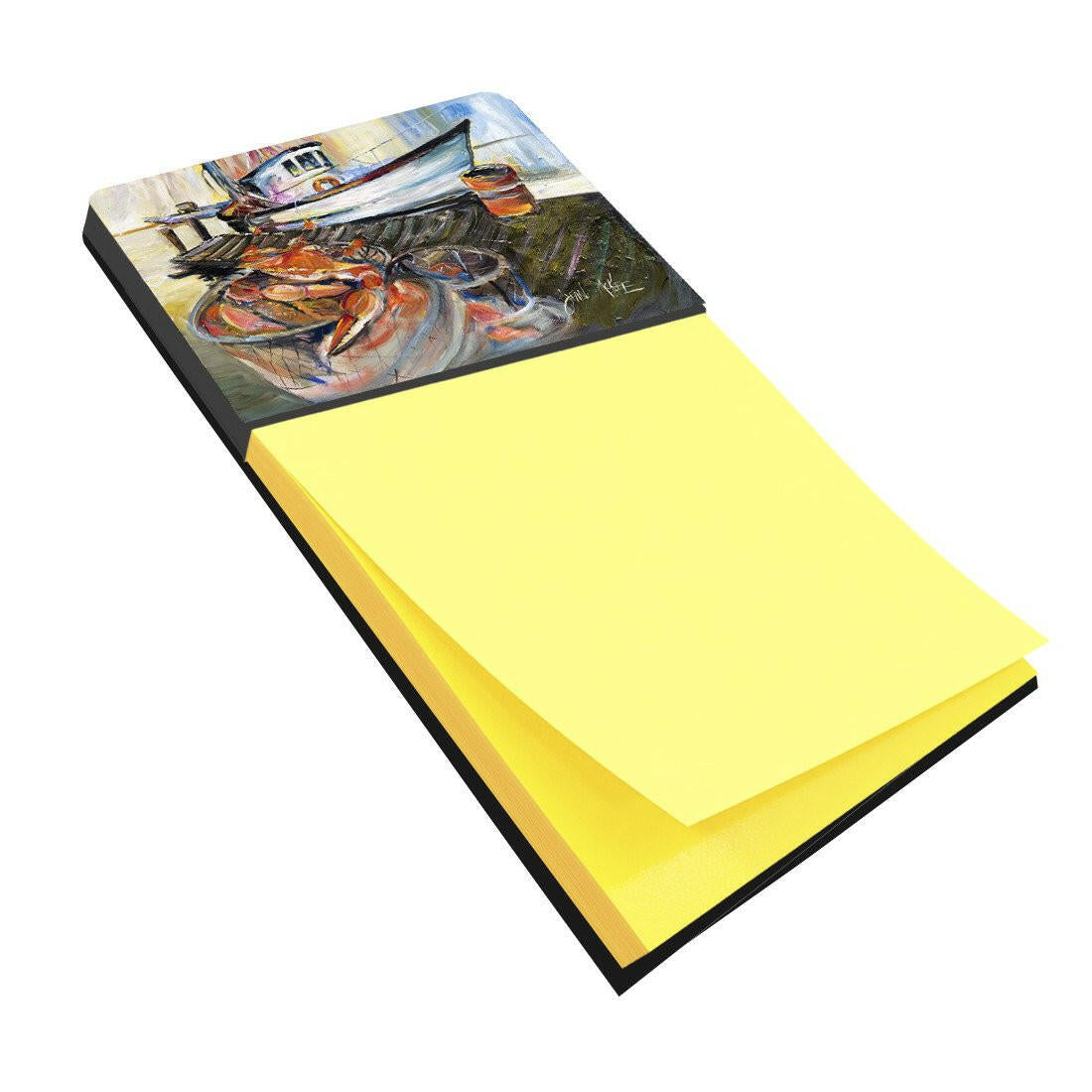 Blue Crab Trap Watercolor Sticky Note Holder Refillable Dispenser Desk Accessory 3x3 Pad Gift