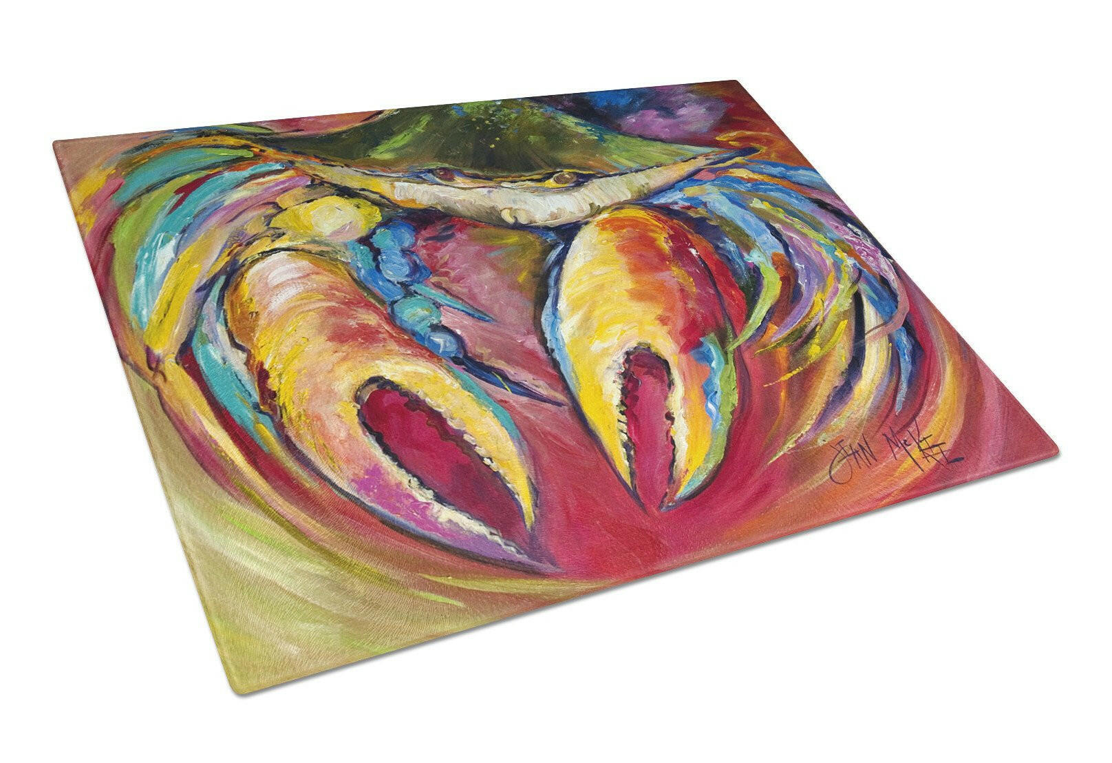 Blue Crab Stars Cutting Board Tempered Glass Kitchen Cutting Surface, Heat Resistant Chopping, Non-Slip Feet, Food Prep & Serving