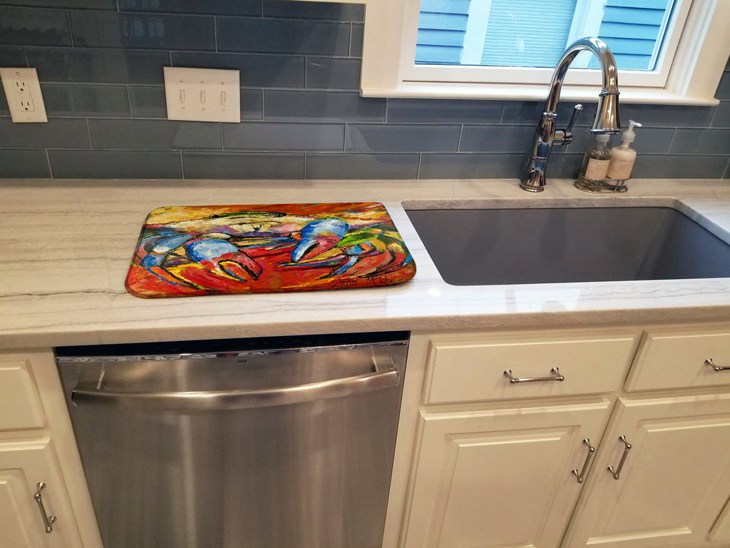 Blue Crab Red Dish Drying Mat Absorbent Dish Drying Mat Pad for Kitchen Counter Dish Drainer Mat for Countertop, 14 x 21", Multicolor
