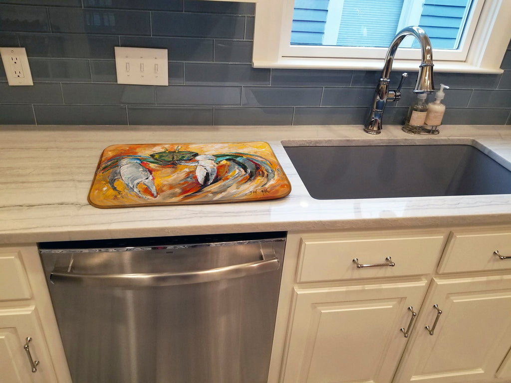 Blue Crab Dish Drying Mat Absorbent Dish Drying Mat Pad for Kitchen Counter Dish Drainer Mat for Countertop, 14 x 21", Multicolor