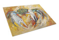 Blue Crab Cutting Board Tempered Glass Kitchen Cutting Surface, Heat Resistant Chopping, Non-Slip Feet, Food Prep & Serving