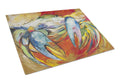 Blue Crab Cutting Board Tempered Glass Kitchen Cutting Surface, Heat Resistant Chopping, Non-Slip Feet, Food Prep & Serving