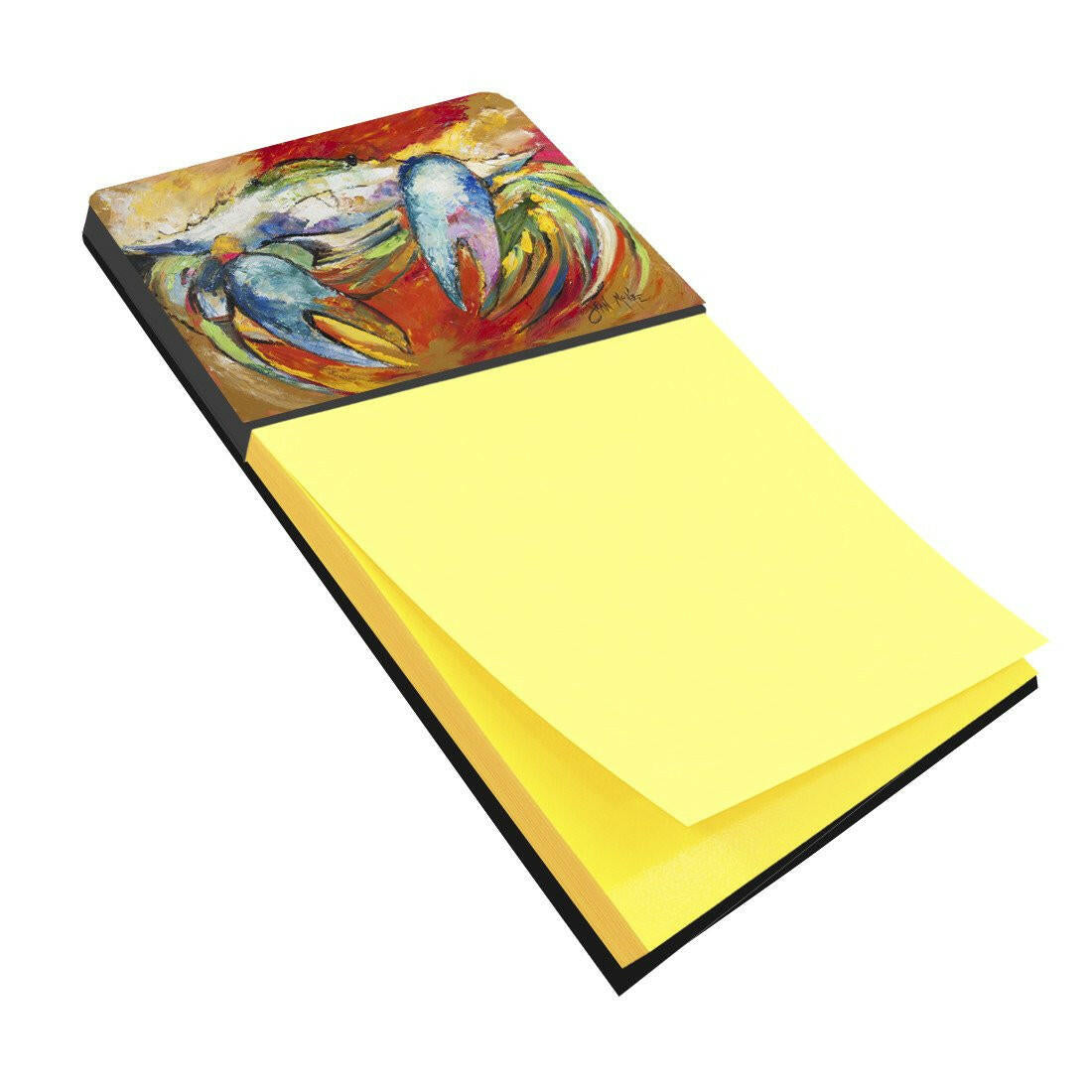 Blue Crab Watercolor Sticky Note Holder Refillable Dispenser Desk Accessory 3x3 Pad Gift