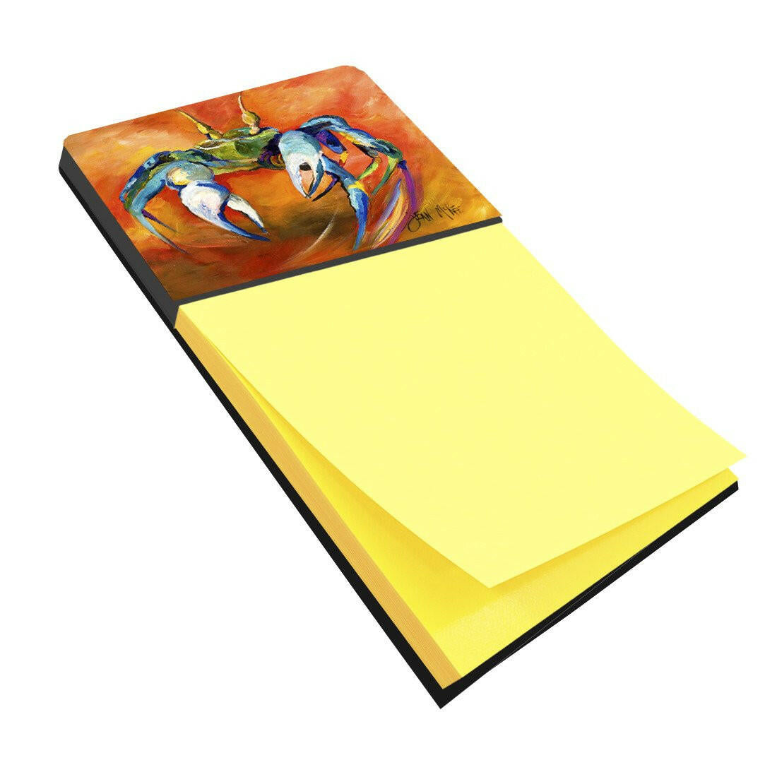 Blue Crab Watercolor Sticky Note Holder Refillable Dispenser Desk Accessory 3x3 Pad Gift