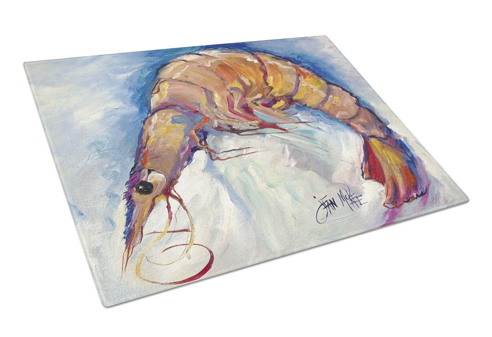 Shrimp Cutting Board Tempered Glass Kitchen Cutting Surface, Heat Resistant Chopping, Non-Slip Feet, Food Prep & Serving