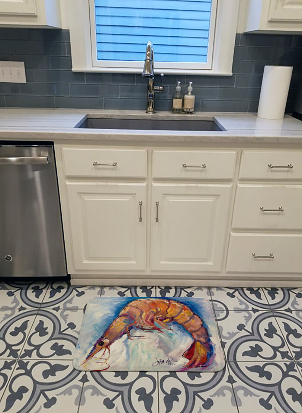 Shrimp Memory Foam Kitchen Mat Machine Washable Anti-Fatigue Cushion Comfort Bath or Kitchen Rug