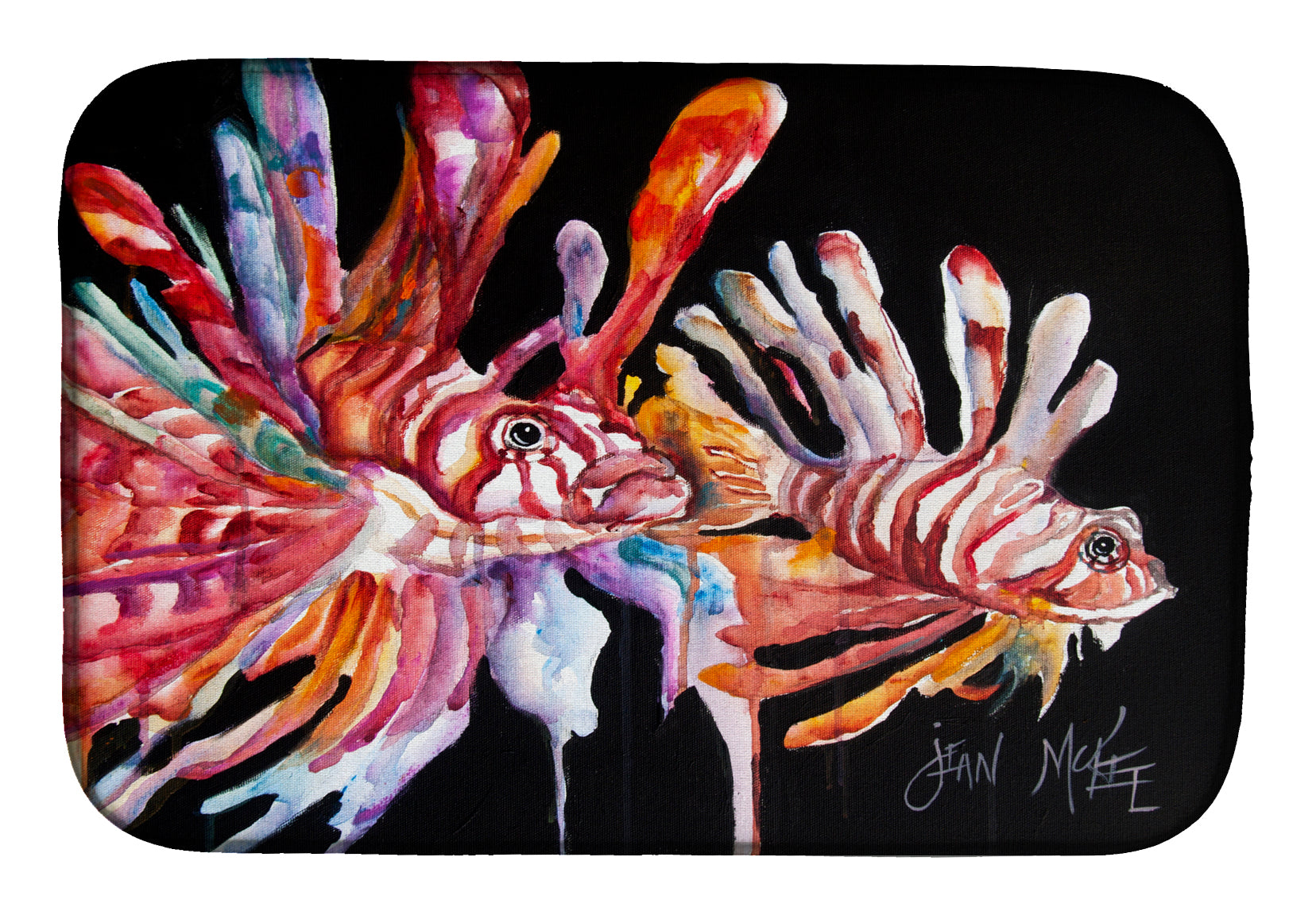 Lionfish Dish Drying Mat Absorbent Dish Drying Mat Pad for Kitchen Counter Dish Drainer Mat for Countertop, 14 x 21", Multicolor
