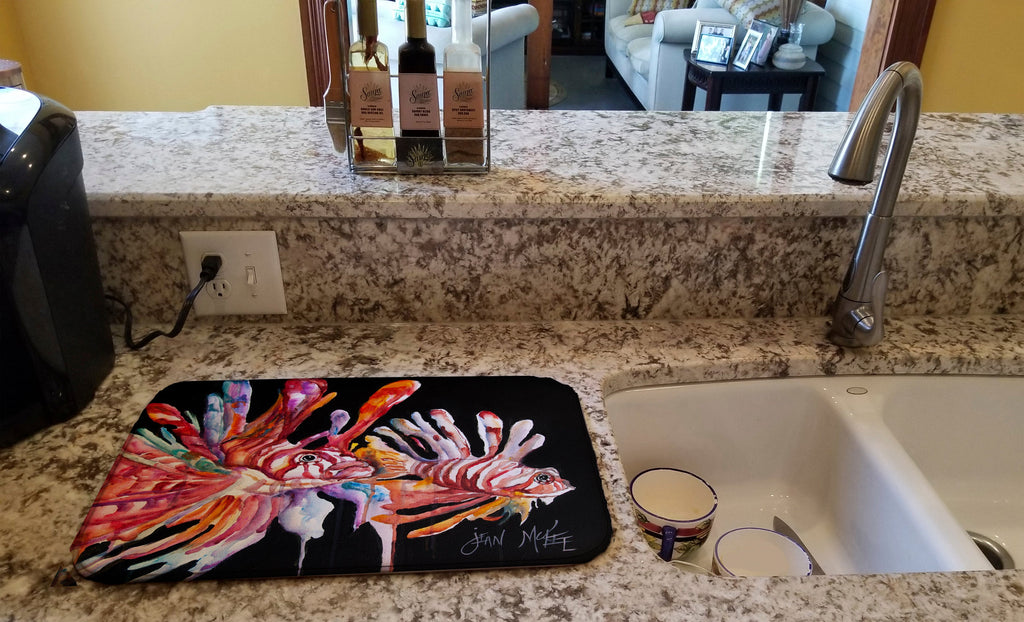 Lionfish Dish Drying Mat Absorbent Dish Drying Mat Pad for Kitchen Counter Dish Drainer Mat for Countertop, 14 x 21", Multicolor