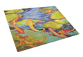 Koi Cutting Board Tempered Glass Kitchen Cutting Surface, Heat Resistant Chopping, Non-Slip Feet, Food Prep & Serving