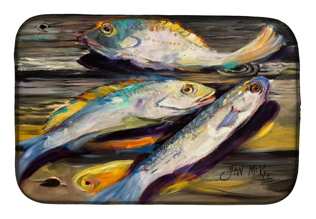 Fish on the Dock Dish Drying Mat Absorbent Dish Drying Mat Pad for Kitchen Counter Dish Drainer Mat for Countertop, 14 x 21", Multicolor