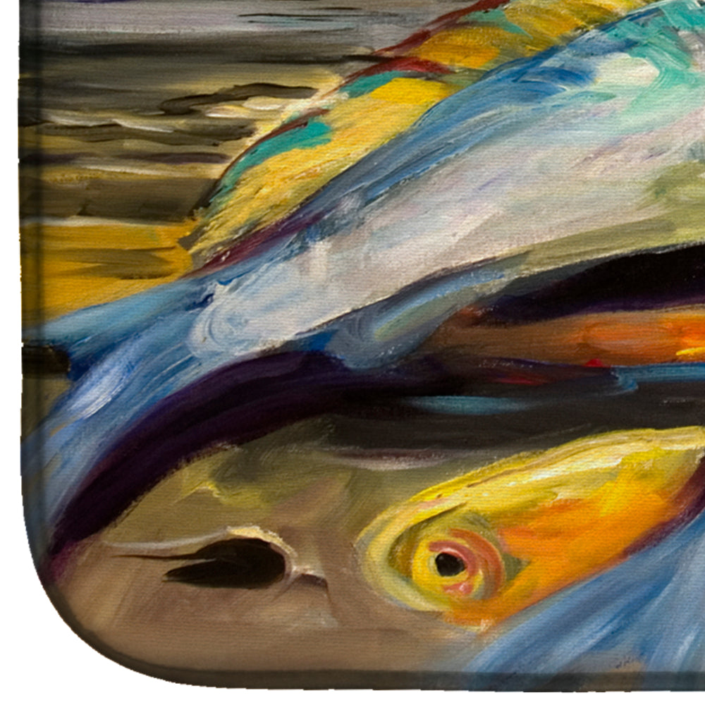 Fish on the Dock Dish Drying Mat Absorbent Dish Drying Mat Pad for Kitchen Counter Dish Drainer Mat for Countertop, 14 x 21", Multicolor