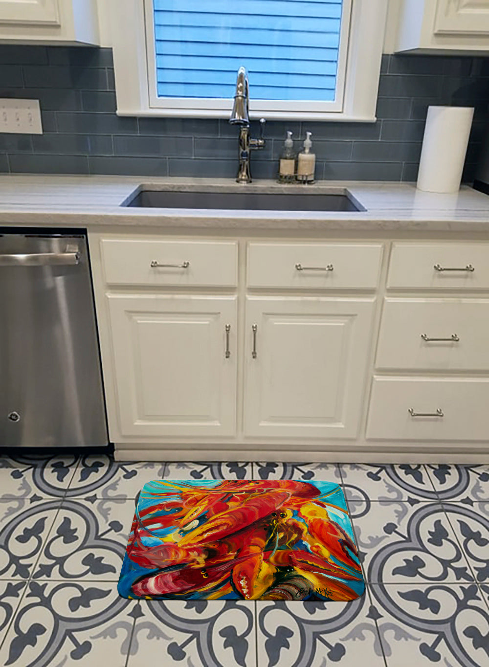 Crawfish Memory Foam Kitchen Mat Machine Washable Anti-Fatigue Cushion Comfort Bath or Kitchen Rug