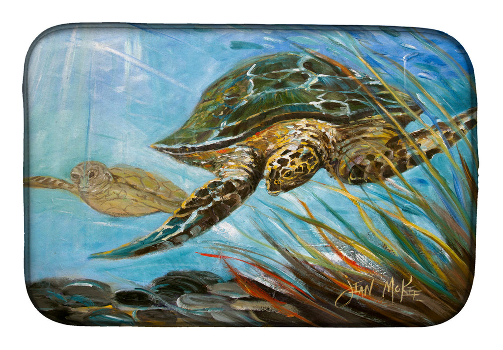 Loggerhead Sea Turtle Dish Drying Mat Absorbent Dish Drying Mat Pad for Kitchen Counter Dish Drainer Mat for Countertop, 14 x 21", Multicolor