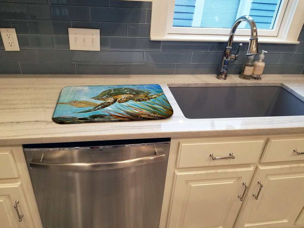 Loggerhead Sea Turtle Dish Drying Mat Absorbent Dish Drying Mat Pad for Kitchen Counter Dish Drainer Mat for Countertop, 14 x 21", Multicolor