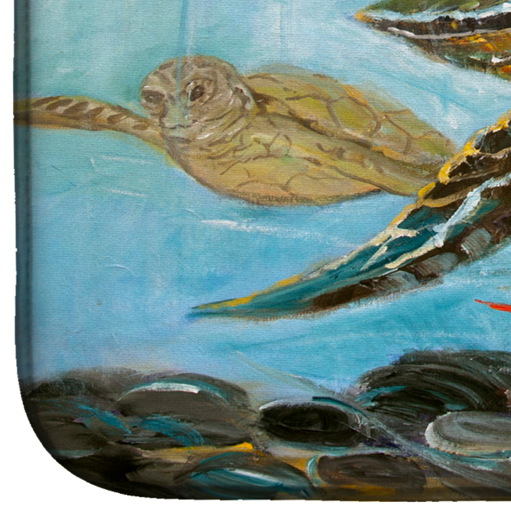 Loggerhead Sea Turtle Dish Drying Mat Absorbent Dish Drying Mat Pad for Kitchen Counter Dish Drainer Mat for Countertop, 14 x 21", Multicolor
