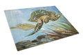 Loggerhead Sea Turtle Cutting Board Tempered Glass Kitchen Cutting Surface, Heat Resistant Chopping, Non-Slip Feet, Food Prep & Serving